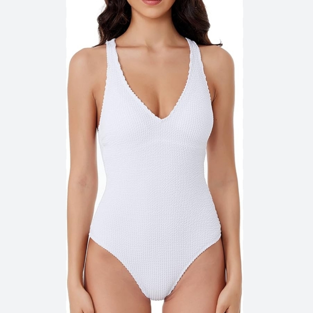 BCA By Rebecca Virtue White One Piece Textured Swimsuit, Size XXL
